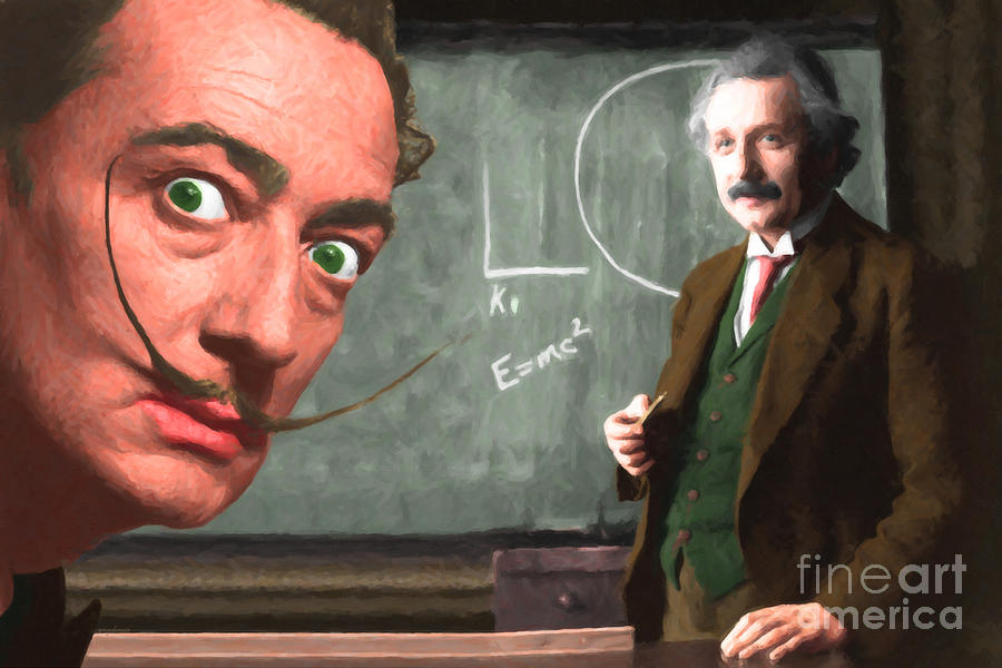 Celebrity Photograph - Einstein Shows Dali The Theory Of Relativity 20141215 by Wingsdomain Art and Photography
