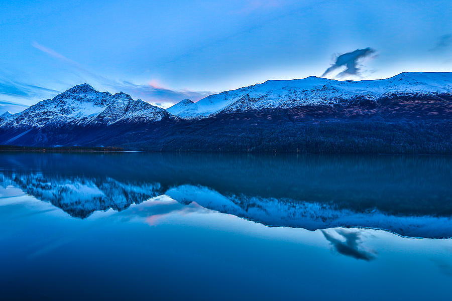 Eklutna Lake Alaska Blue Hour Photograph by Sam Amato