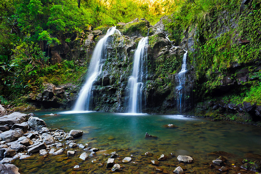 Paradise Photograph - Ekolu - A waterfall on the road to Hana  by Nature  Photographer