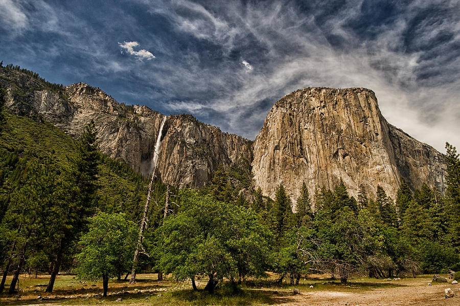Yosemite National Park Photograph - El Capitan and Ribbon Falls by Cat Connor