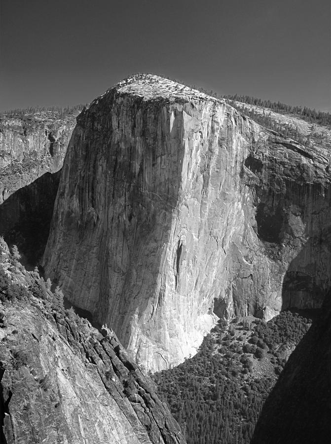 Yosemite National Park Photograph - 106663-El Capitan from Higher Cathedral Spire, BW by Ed  Cooper Photography