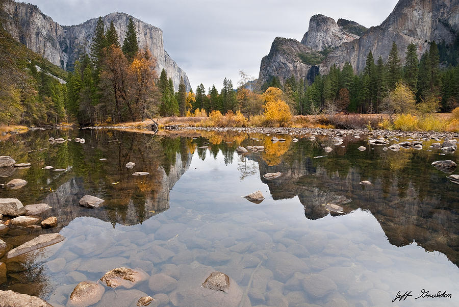 El Capitan Reflected in the Merced River Photograph by Jeff Goulden