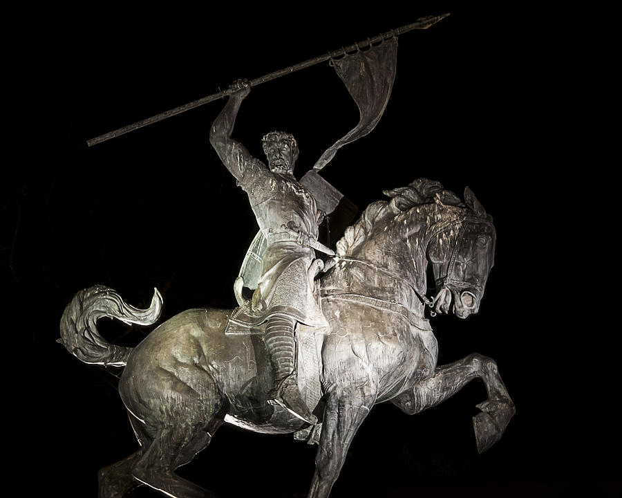 El Cid Statue at Night Photograph by Lee Kirchhevel