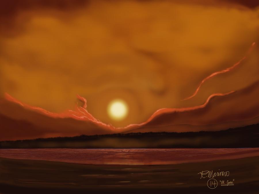 El Cuco Sunset Drawing by Ruben Marinero - Fine Art America