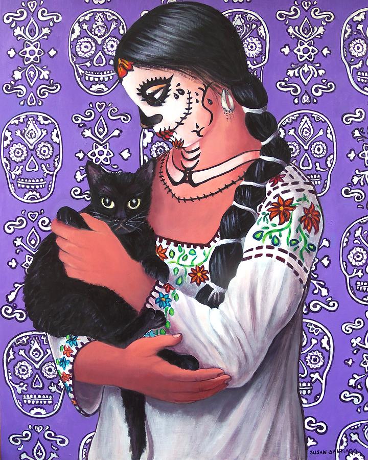 El Gato Negro Painting by Susan Santiago