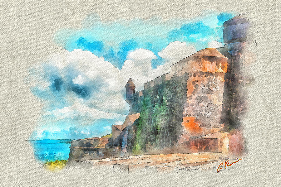 El Morro Castle.. Painting by Charlie Roman