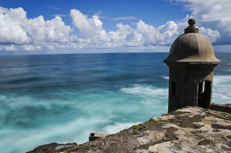 El Morro Gaurd Tower and the Caribbean Photograph by Brian Kamprath