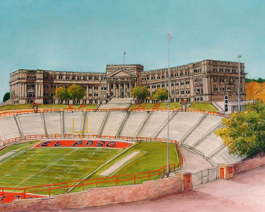 El Paso High School Painting by Candy Mayer
