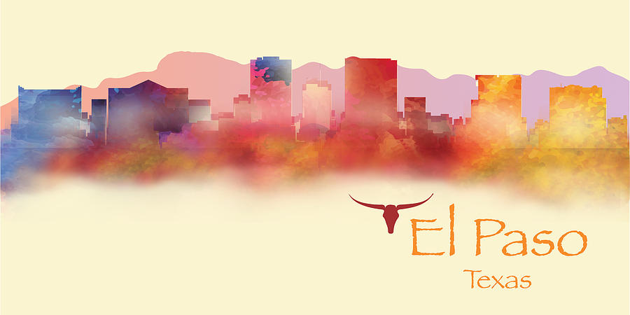 El Paso Texas Skyline Painting by Loretta Luglio