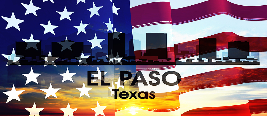 El Paso TX Patriotic Large Cityscape Mixed Media by Angelina Tamez