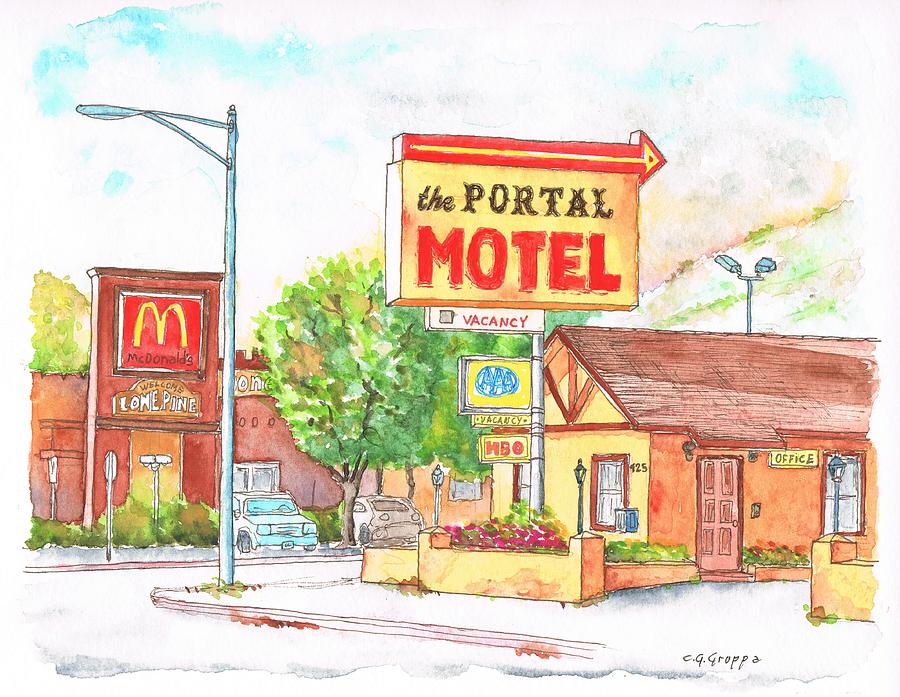 El Portal Motel in Lone Pine - California Painting by Carlos G Groppa