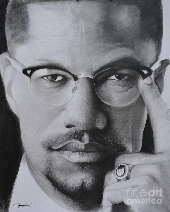 Charcoal Drawing - El Shabazz for print by Adrian Pickett