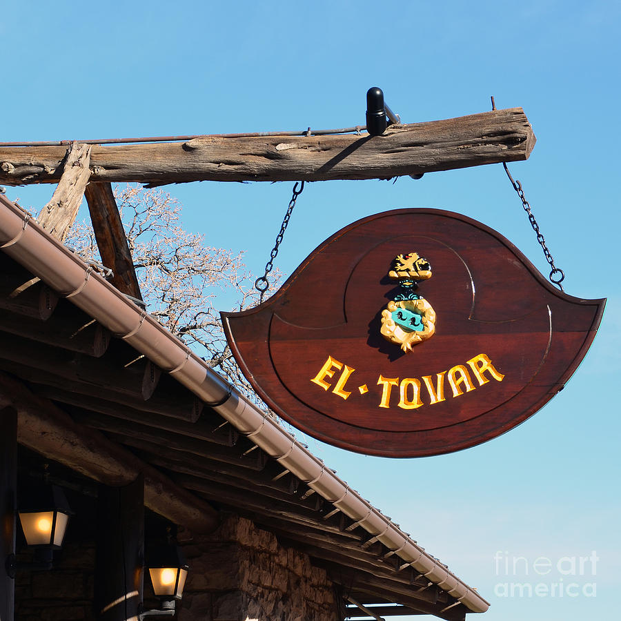 El Tovar Historic Hotel Entrance Sign in Grand Canyon Village Square Photograph by Shawn OBrien