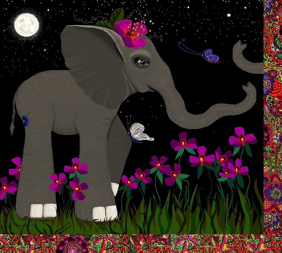 Elephant Painting - Ela The Elephant by Jenny Sorge