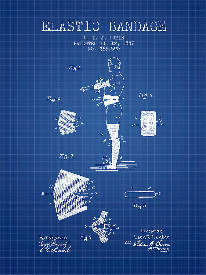 Vintage Digital Art - Elastic Bandage Patent from 1887 - Blueprint by Aged Pixel