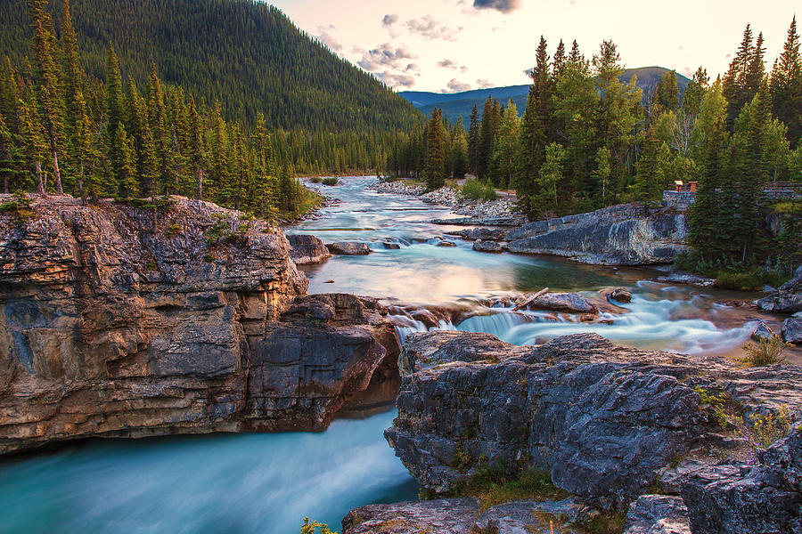 Elbow Falls AB Sunset Photograph by Stephen Kennedy