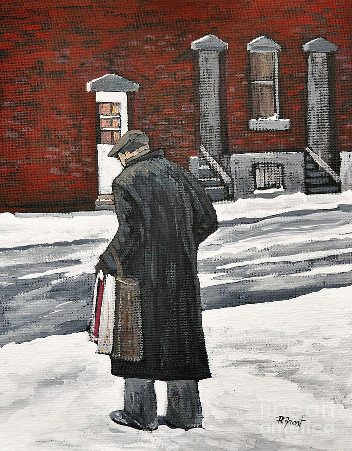 Elderly Gentleman  in Pointe St. Charles Painting by Reb Frost