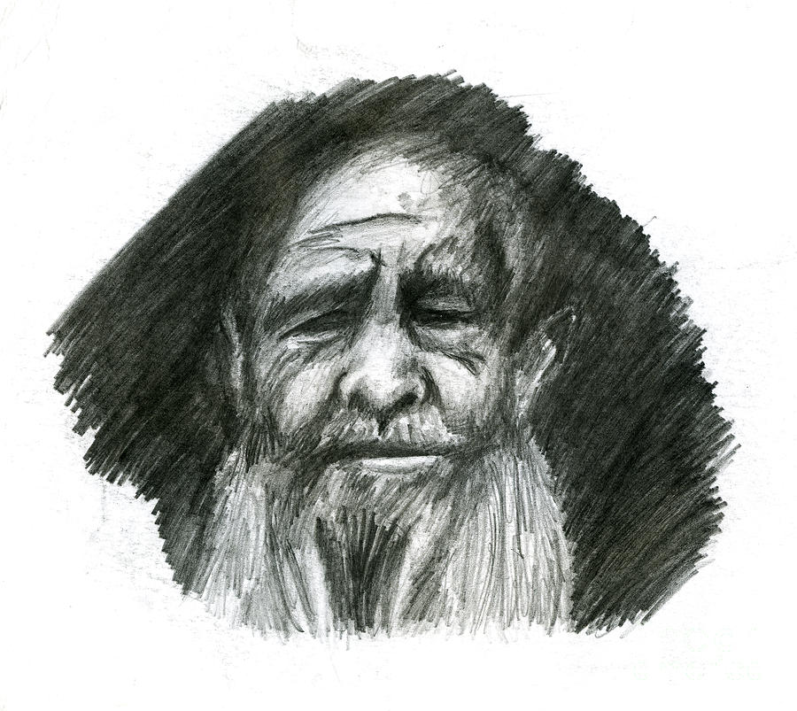 Elderly Man Drawing by Austin Kincaid