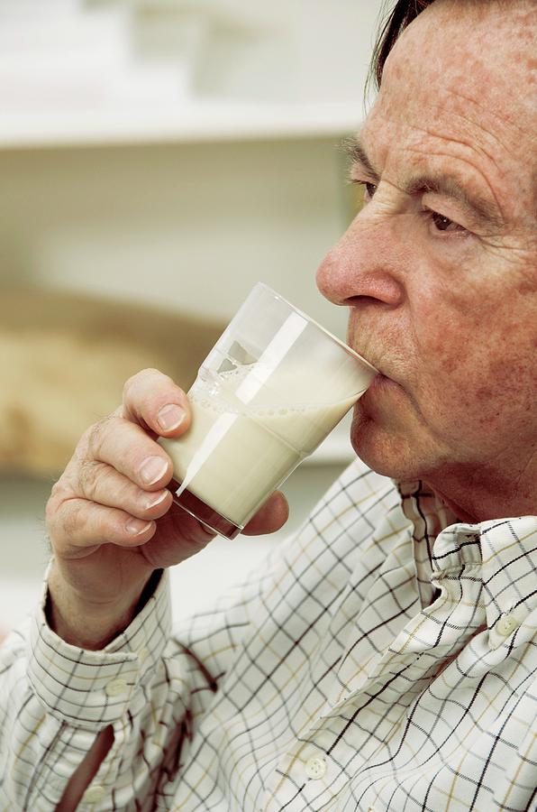 Elderly Man Drinking Milk P