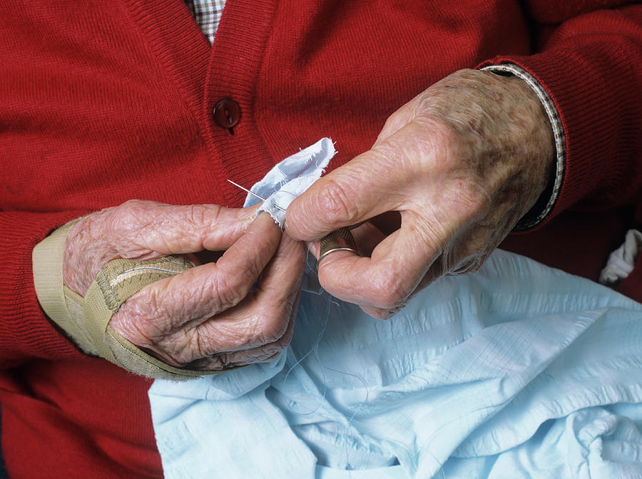 Elderly Person Sewing Photograph by Jerry Mason/science Photo Library