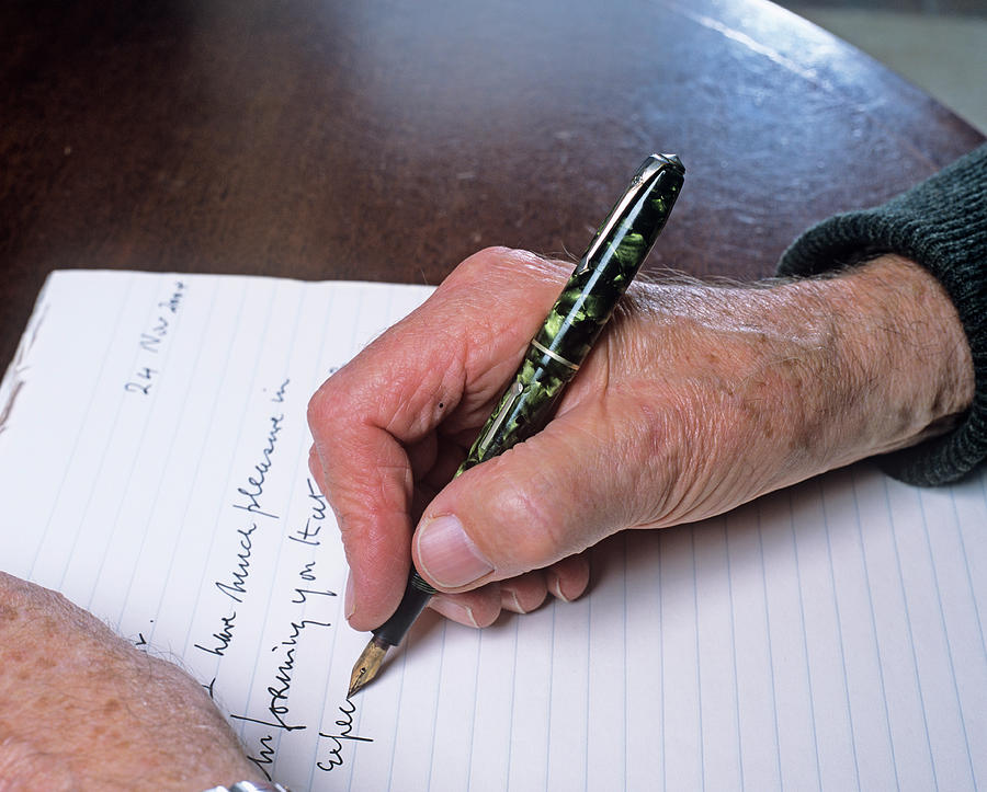 Elderly Person Writing Photograph by Jerry Mason/science Photo Library