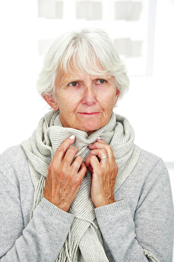 Elderly Woman Wearing A Scarf Photograph by Lea Paterson