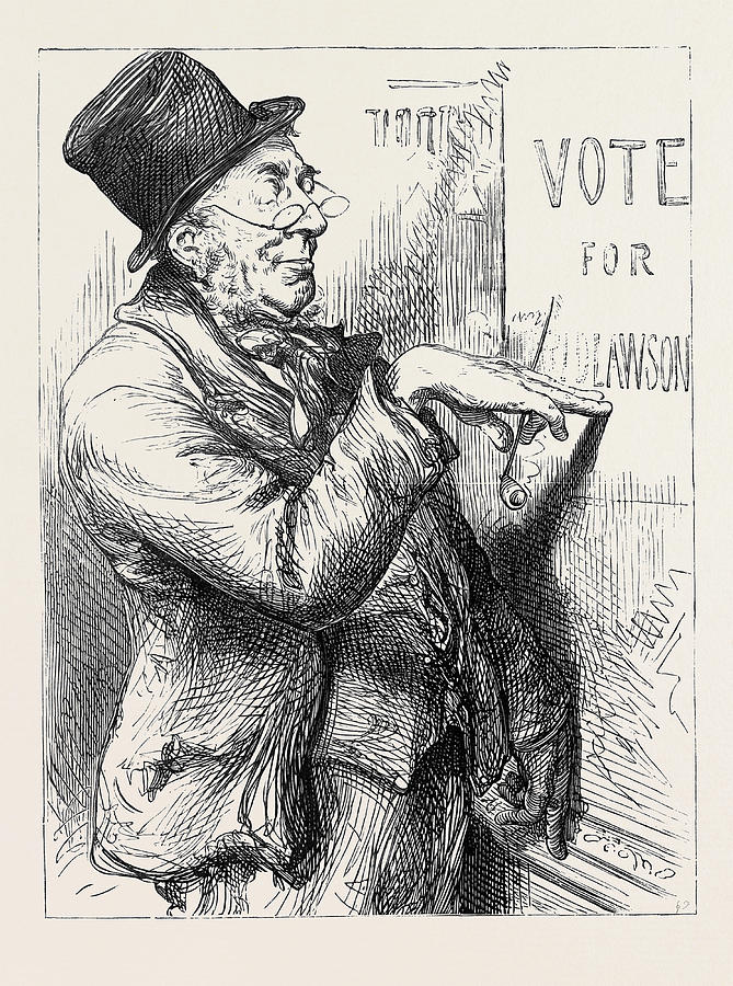 Vintage Drawing - Election Sketches Local Option 1880 by English School