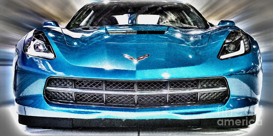 Electric Blue Corvette Panoramic Photograph by Tom Gari Gallery-Three ...