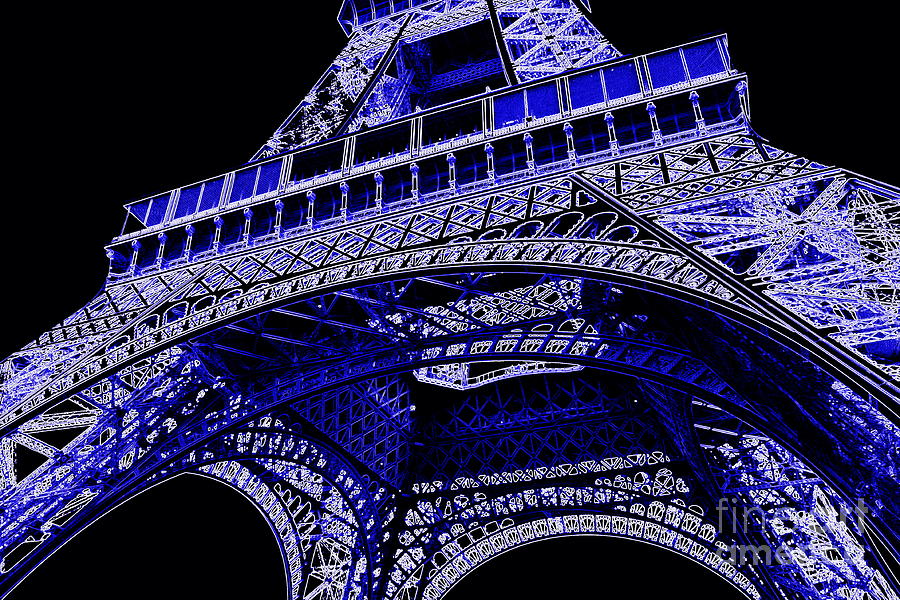 Eiffel Tower Photograph - Electric Blue Eiffel Tower  by Carol Groenen
