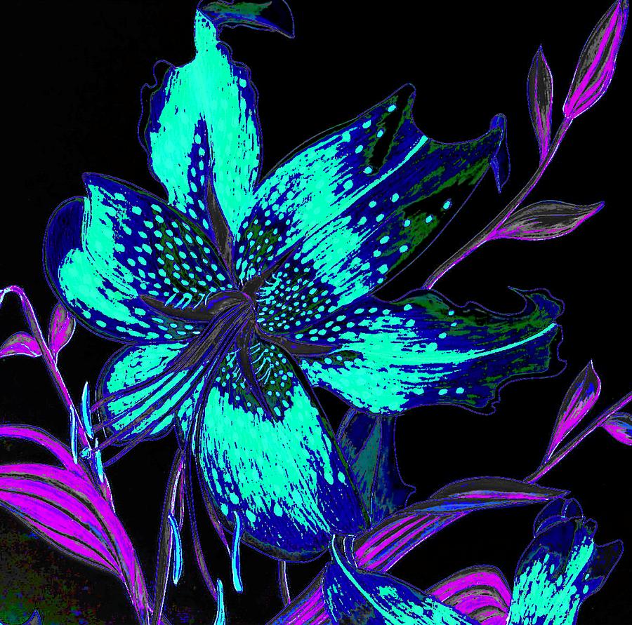 Electric Blue Stargazer Digital Art by Laura Wilson