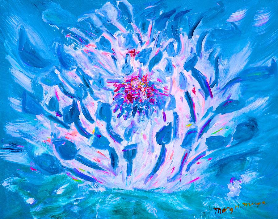Electric Blue Water Lily by Mary Krupa  Painting by Bernadette Krupa