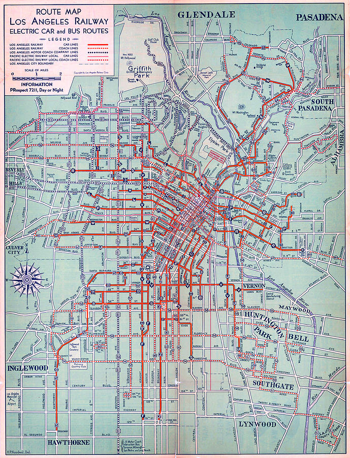 Electric car and bus routes in LA  Drawing by MotionAge Designs