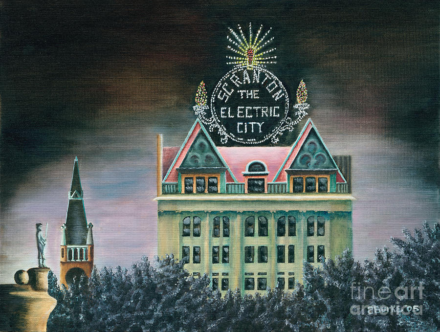 Electric City at Night Painting by Austin Burke - Pixels