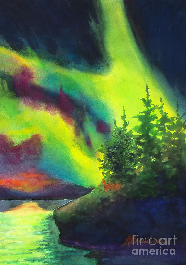 Electric Green in the Sky 2 Painting by Kathy Braud