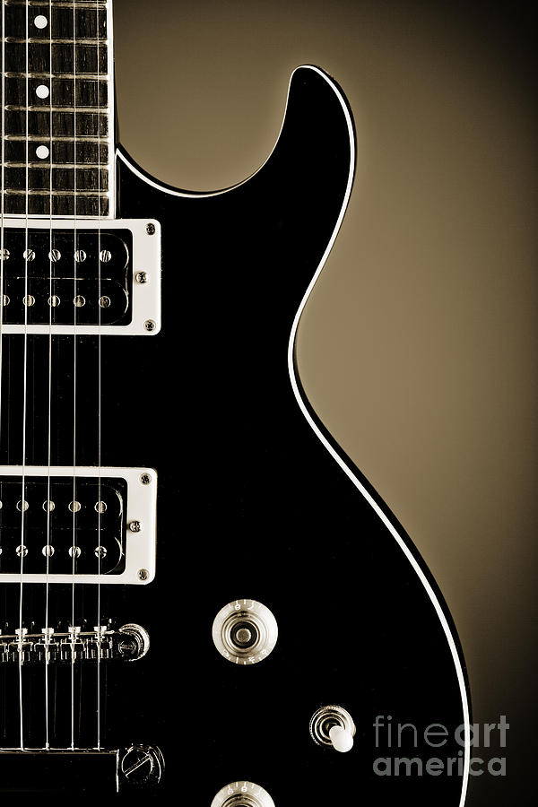 Electric Guitar Photograph in Black and White Sepia 3319.01 Photograph by M K Miller