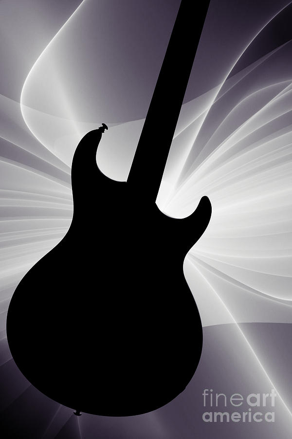 Electric Guitar Silhouette Photograph in Sepia 3317.01 Photograph by M K Miller