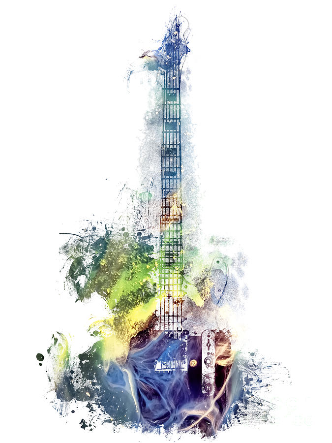 Electric Guitar Watercolor Instruments Digital Art