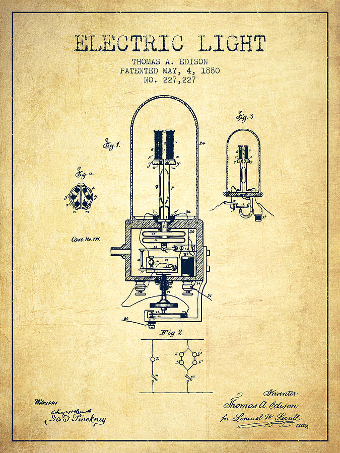 Vintage Digital Art - Electric Light Patent from 1880 - Vintage by Aged Pixel