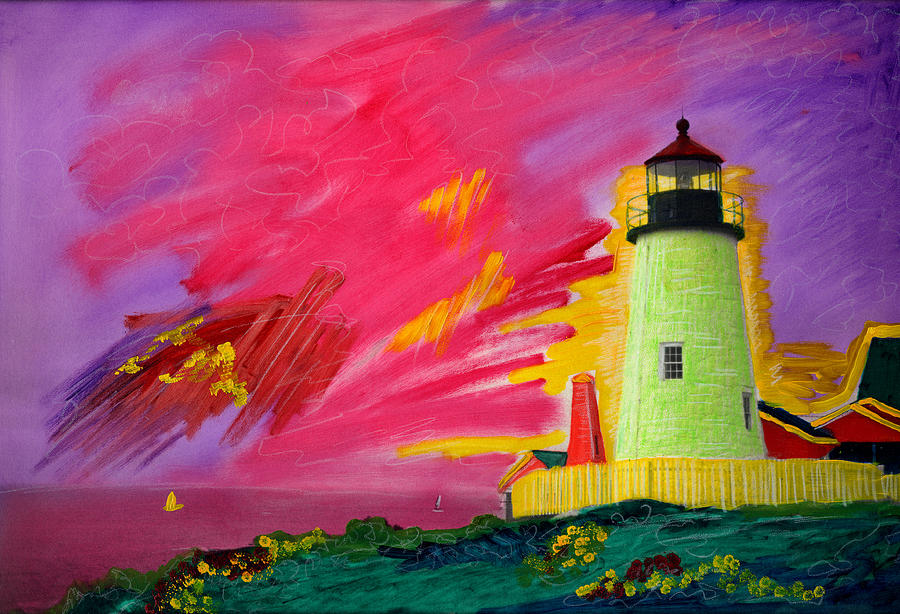 Electric Lighthouse Painting by Cindy McIntyre