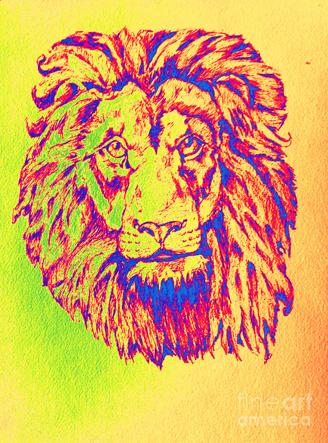 Electric Lion Painting by Lauren Pumphrey