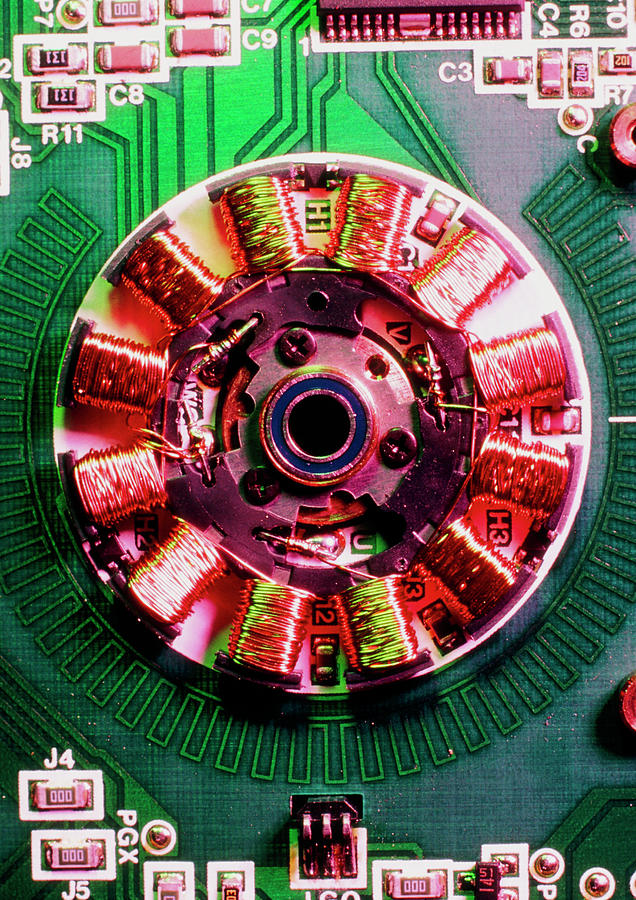 Motor Photograph - Electric Motor From Computer Floppy Disk Drive by Dr Jeremy Burgess/science Photo Library