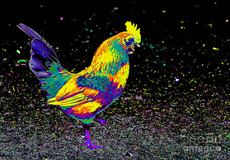 Rooster Photograph - Electric Neon Rooster by Nick Gustafson