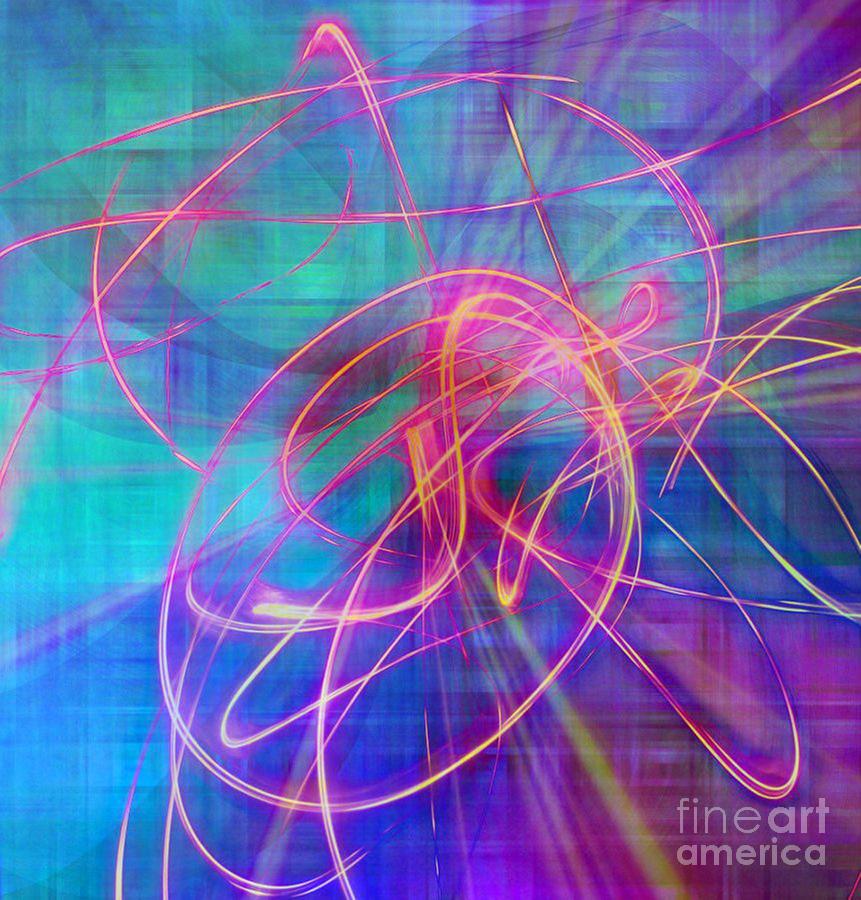 Electric Neon Swirls of Light Abstract Digital Art by Judy Palkimas