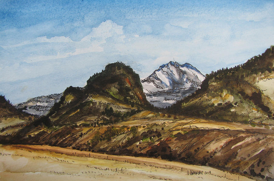 Electric Peak from Gramps porch Painting by Les Herman