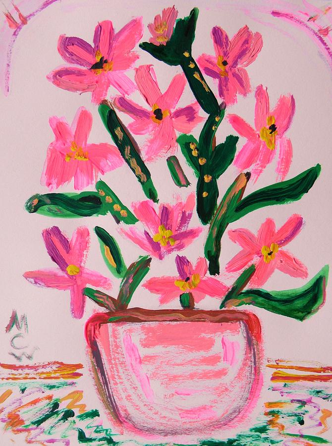 Electric Pink Flowers Painting by Mary Carol Williams
