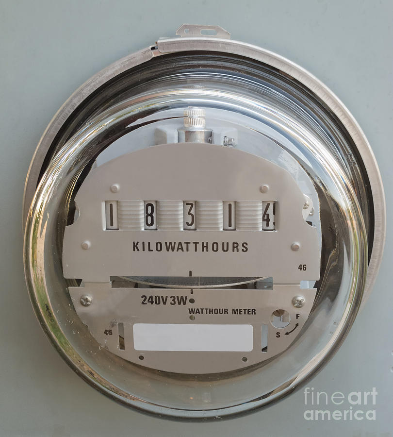 Electric power supply watthour meter glass covered Photograph by ...