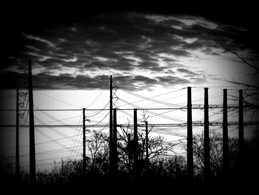 Electric Sunset Two black and white Photograph by James Granberry