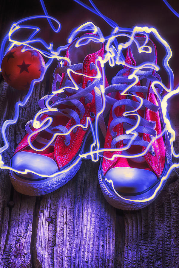 Tennis Photograph - Electric tennis shoes  by Garry Gay