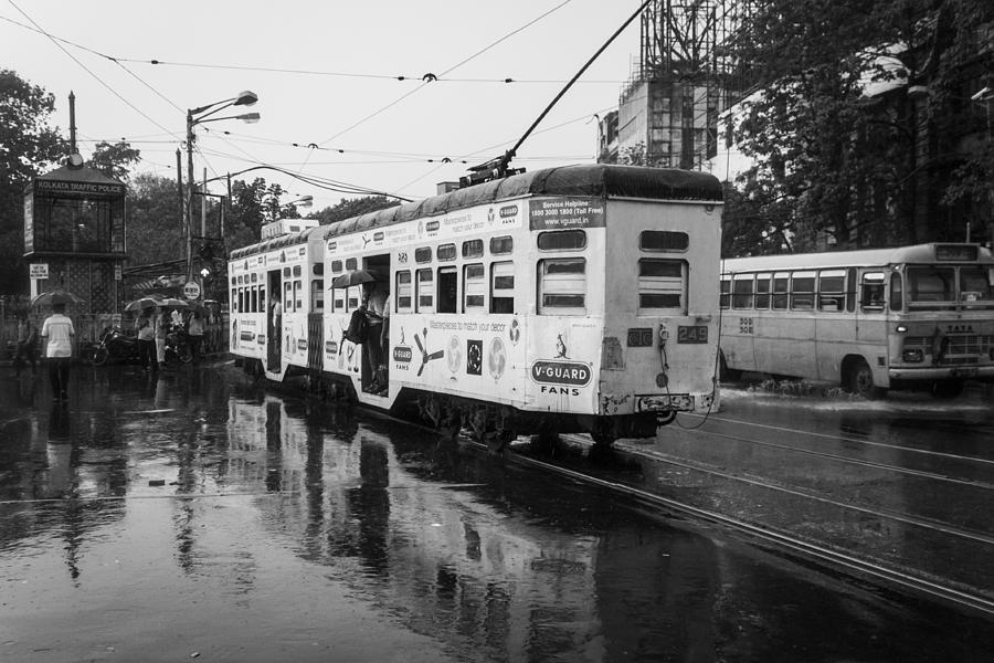 Electric Tram in black and white Photograph by Mantosh