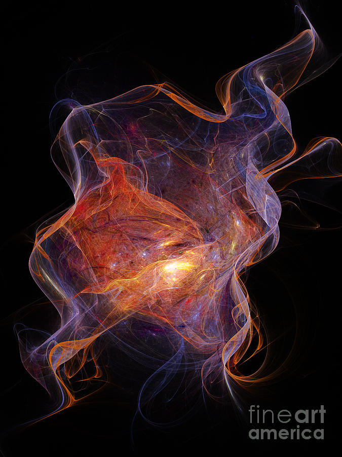Space Digital Art - Electrical Space Fire Storm by Andee Design
